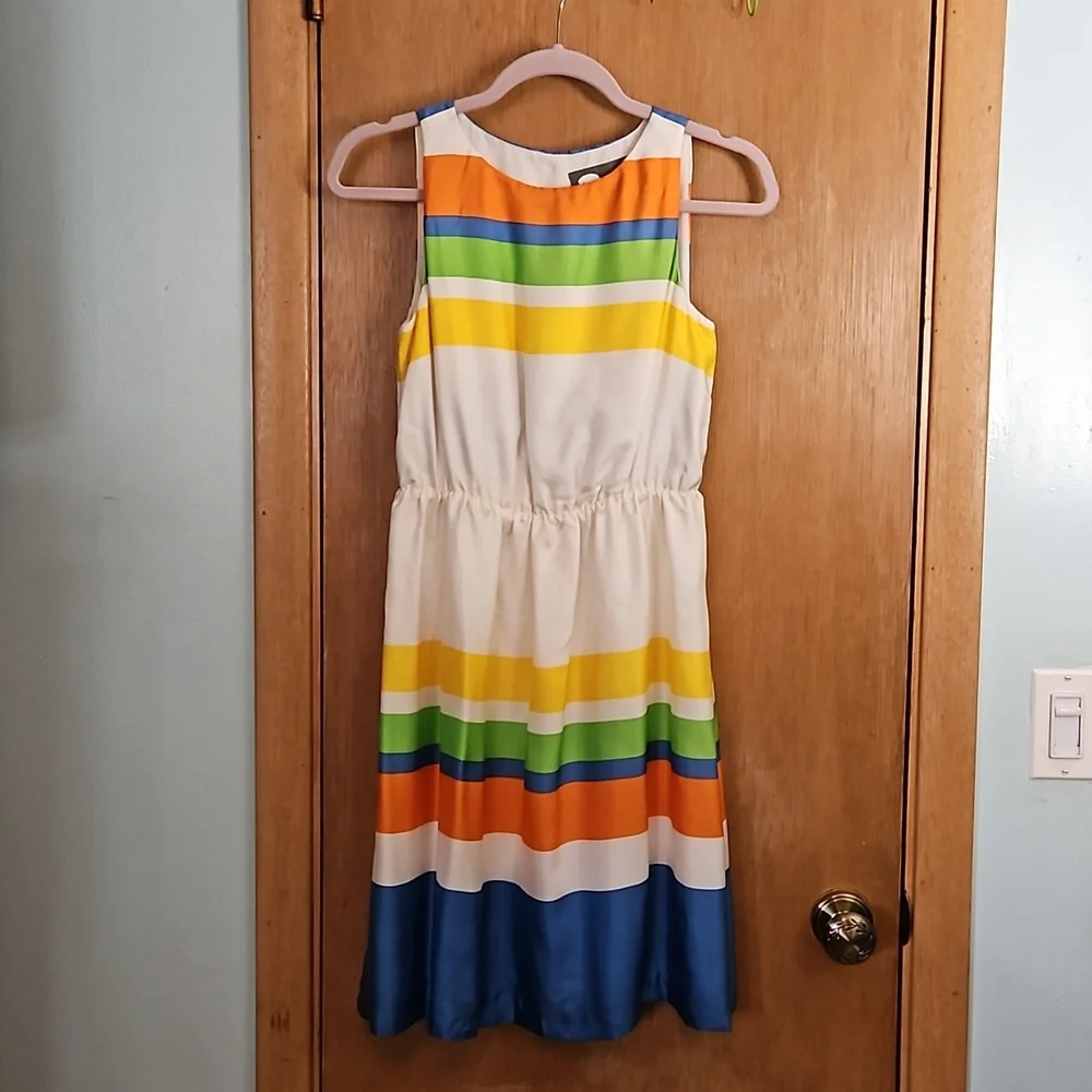 Anthropologie Girl from Savoy Stiped Silk Dress sz 4